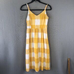 Old Navy Dress Womens Small Yellow White Gingham Check Sundress Babydoll Y2K